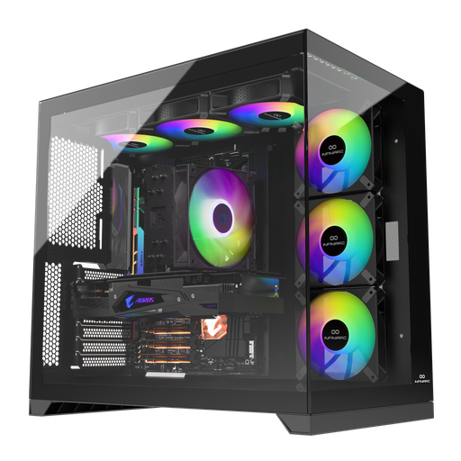 INFINIARC CUBE 2.0 FLOW XL 6 RGB FANS Black Gaming Case